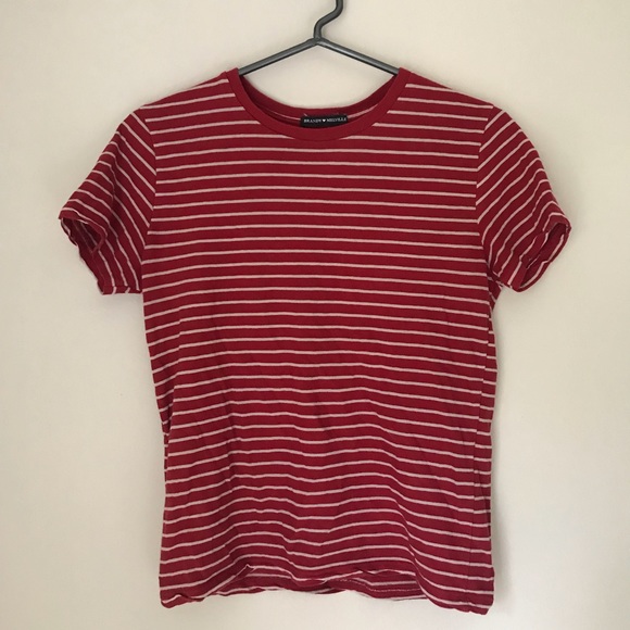 Brandy Melville Tops - Brandy Melville Red Striped Tee